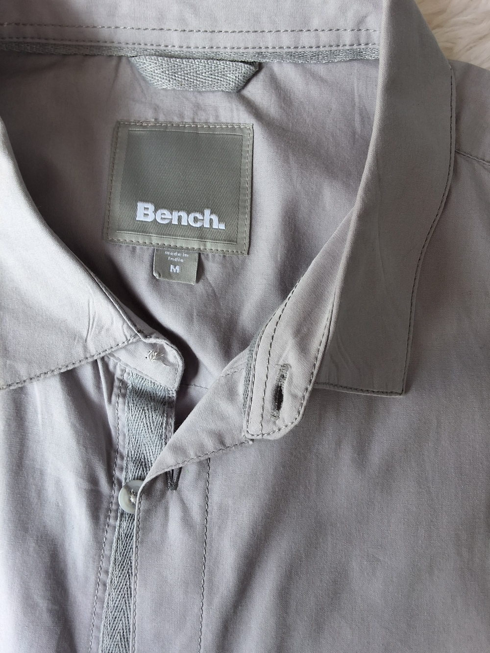 Bench Men’s Button Down Shirt Medium – Grey Long Sleeve Casual Dress Shirt - Picture 9 of 9